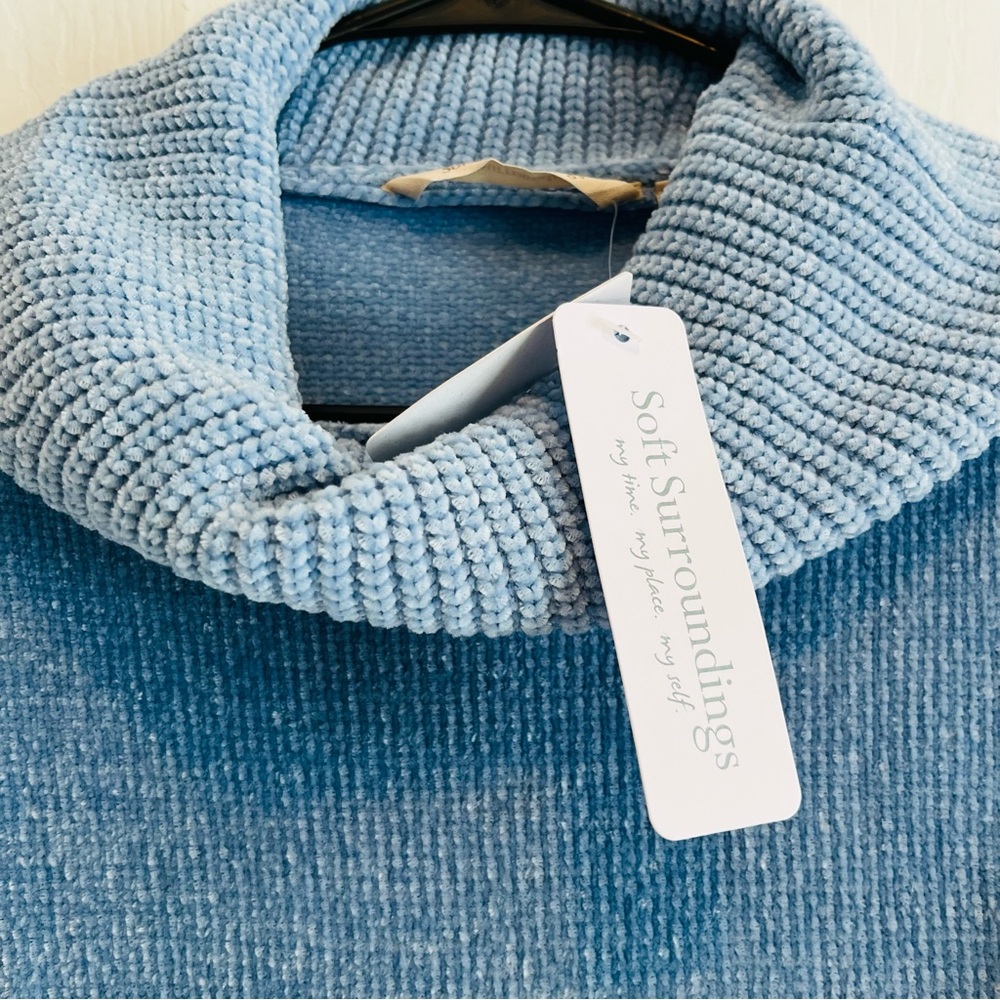 Soft Surroundings Blue Chenille Cowl Neck Sweater - Picture 11 of 11